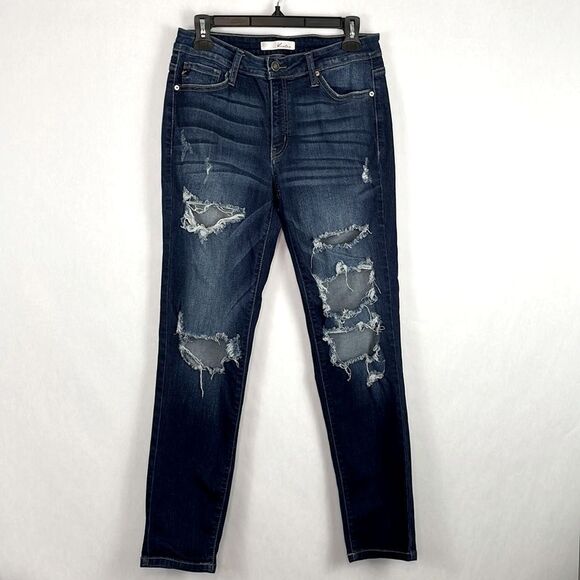 Kancan Jeans. Mid Rise Distressed Boyfriend Jeans. Size 29. - Picture 1 of 11